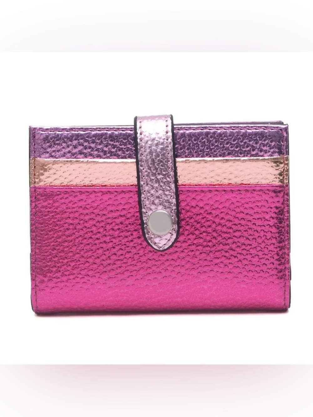 Macy's Metallic Magenta, Purple & Rose Gold Tri-Panel Wallet